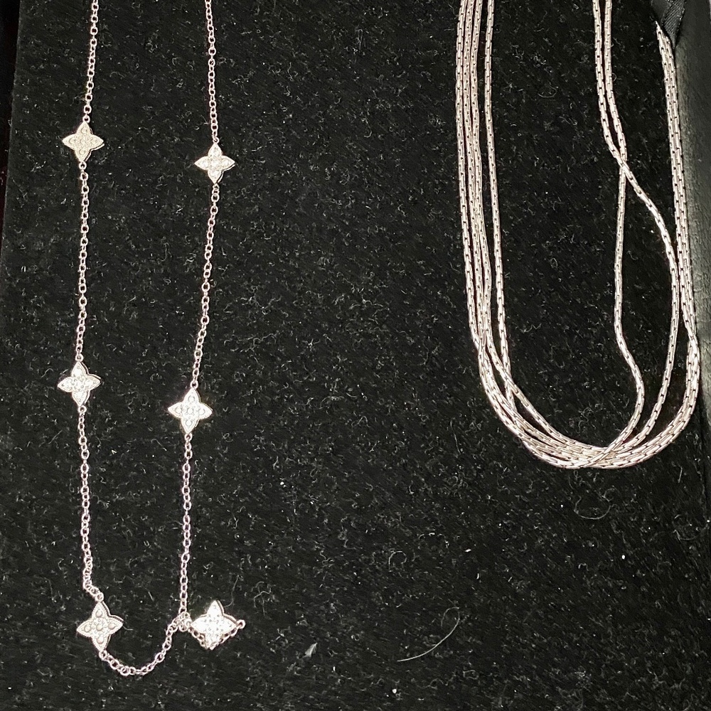 Silver & Rhinestone Necklace & Bracelet Suite